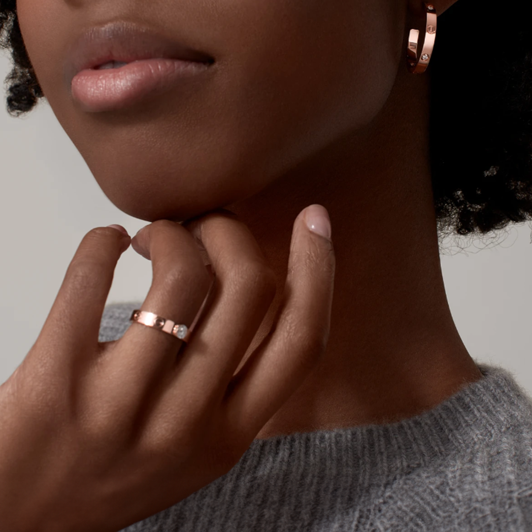 Louise Roségold Ohrringe - 2 Diamanten