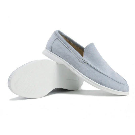 Old Money Suede Loafers-Fog-Blue
